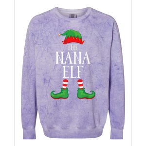 Nana Elf Matching Group Xmas Funny Family Christmas Colorblast Crewneck Sweatshirt