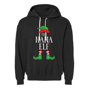 Nana Elf Matching Group Xmas Funny Family Christmas Garment-Dyed Fleece Hoodie