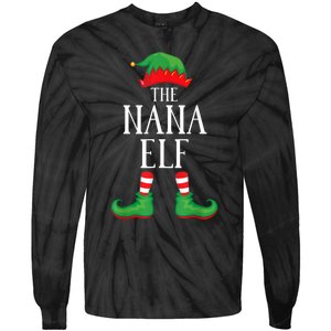 Nana Elf Matching Group Xmas Funny Family Christmas Tie-Dye Long Sleeve Shirt