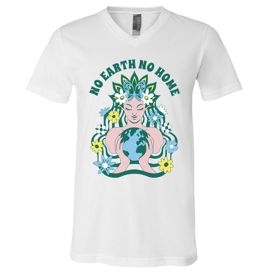No Earth No Home Female Nature V-Neck T-Shirt