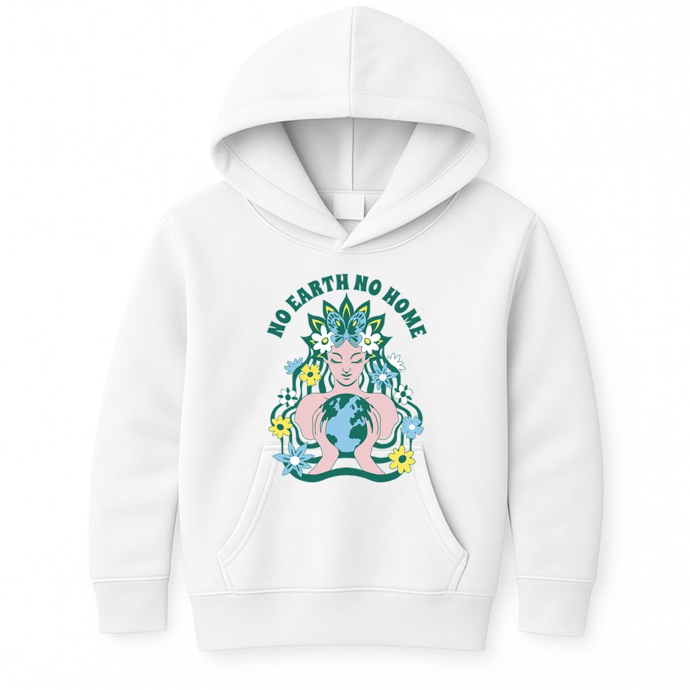 No Earth No Home Female Nature Kids Hoodie
