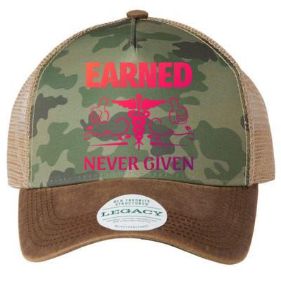 Nurse Earned Not Given Nursing School Gift Legacy Tie Dye Trucker Hat