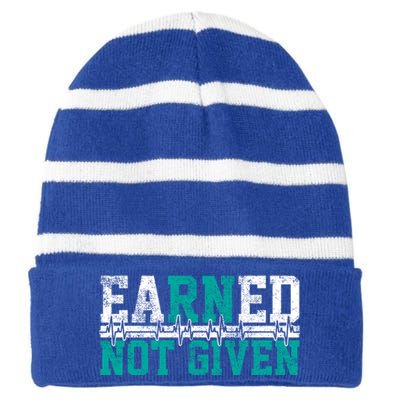 Nurse Earned Not Given Gift Striped Beanie with Solid Band