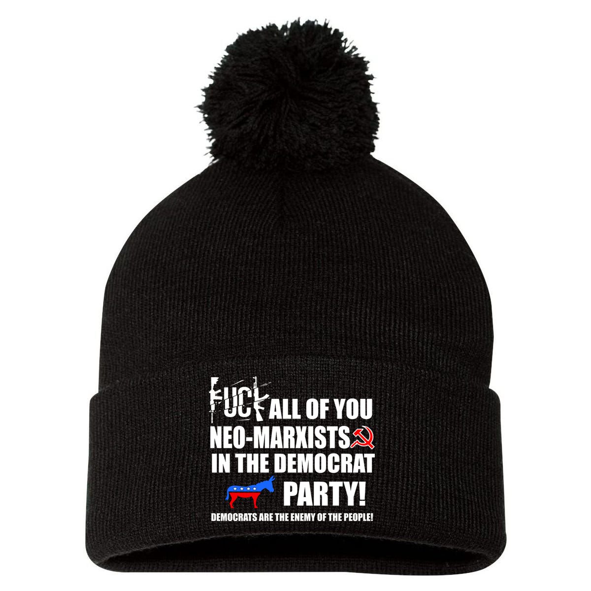 Neo Marxist Democrats Pom Pom 12in Knit Beanie
