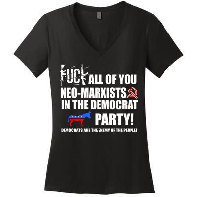 Neo Marxist Democrats Women's V-Neck T-Shirt