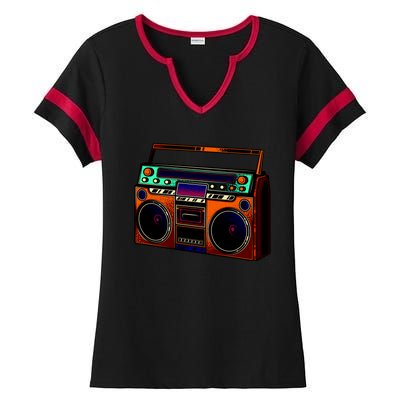 Neon Boombox Ladies Halftime Notch Neck Tee