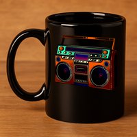 Neon Boombox 11oz C Handle Ceramic Mug