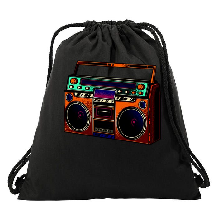 Neon Boombox Drawstring Bag