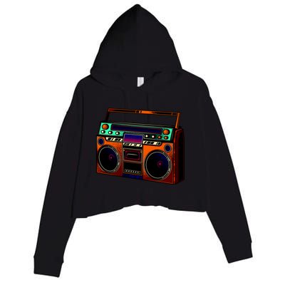 Neon Boombox Crop Fleece Hoodie