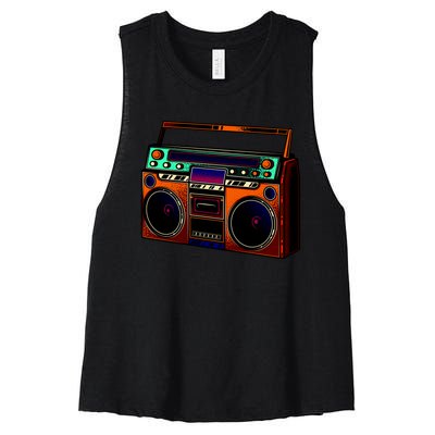 Neon Boombox Women's Racerback Cropped Tank