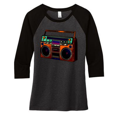 Neon Boombox Women's Tri-Blend 3/4-Sleeve Raglan Shirt