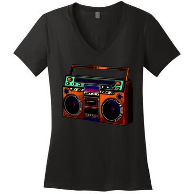 Neon Boombox Women's V-Neck T-Shirt