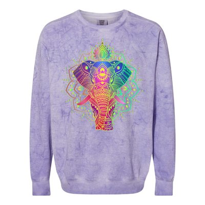 Neon Color Yoga Elephant Colorblast Crewneck Sweatshirt