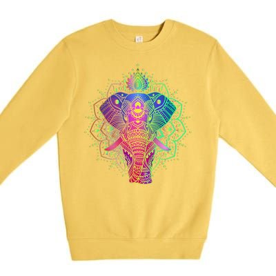 Neon Color Yoga Elephant Premium Crewneck Sweatshirt