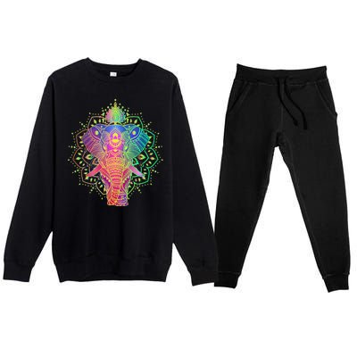 Neon Color Yoga Elephant Premium Crewneck Sweatsuit Set