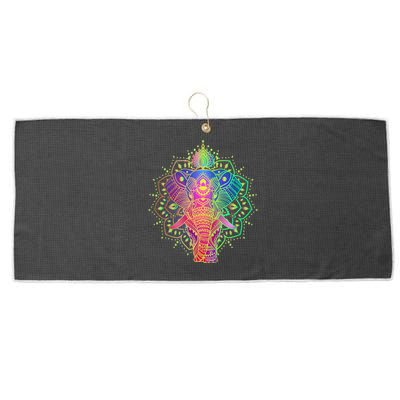 Neon Color Yoga Elephant Large Microfiber Waffle Golf Towel