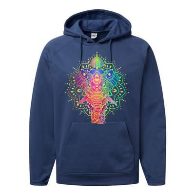 Neon Color Yoga Elephant Performance Fleece Hoodie