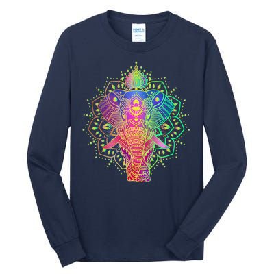 Neon Color Yoga Elephant Tall Long Sleeve T-Shirt