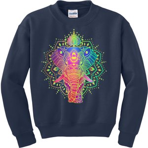 Neon Color Yoga Elephant Kids Sweatshirt