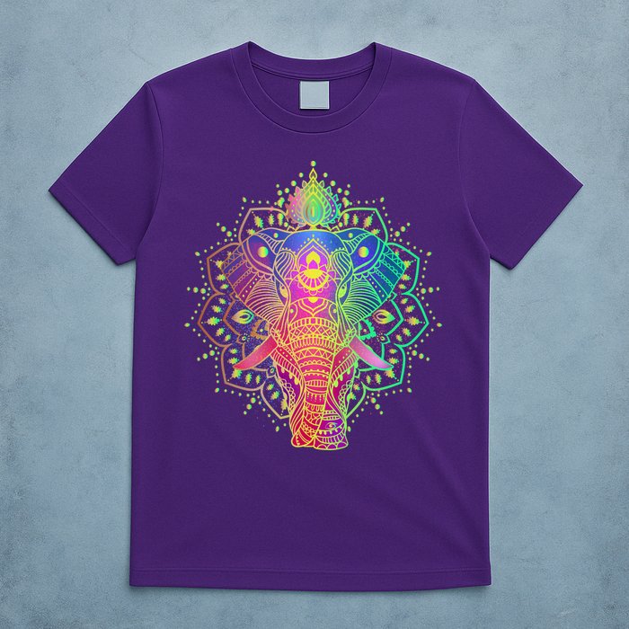 Neon Color Yoga Elephant T-Shirt