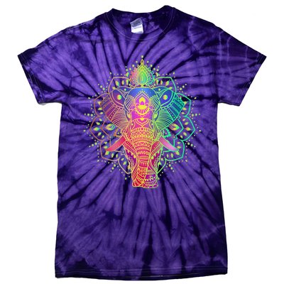 Neon Color Yoga Elephant Tie-Dye T-Shirt