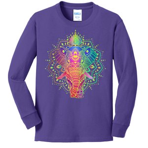 Neon Color Yoga Elephant Kids Long Sleeve Shirt