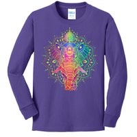 Neon Color Yoga Elephant Kids Long Sleeve Shirt