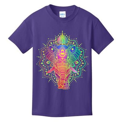 Neon Color Yoga Elephant Kids T-Shirt