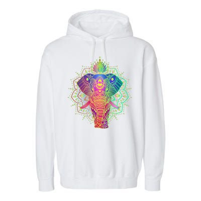 Neon Color Yoga Elephant Garment-Dyed Fleece Hoodie