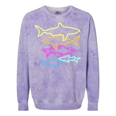 Neon Colorful Sharks  Colorblast Crewneck Sweatshirt