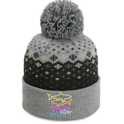 Neon Colorful Sharks  The Baniff Cuffed Pom Beanie