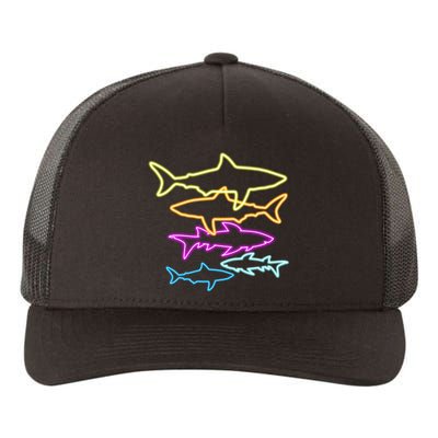 Neon Colorful Sharks  Yupoong Adult 5-Panel Trucker Hat