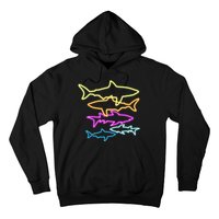 Neon Colorful Sharks  Hoodie