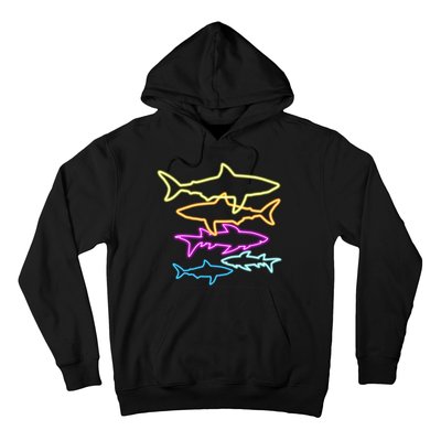 Neon Colorful Sharks  Hoodie