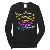 Neon Colorful Sharks  Long Sleeve Shirt