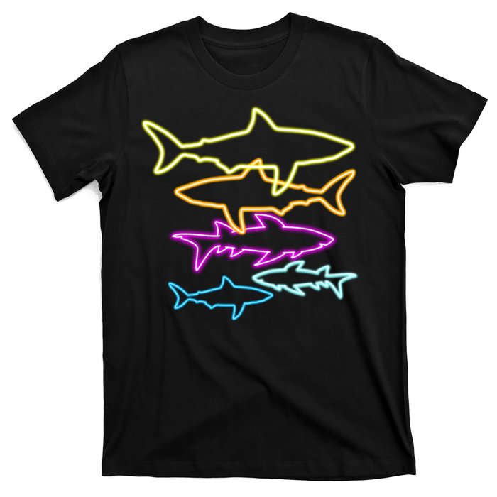 Neon Colorful Sharks  T-Shirt