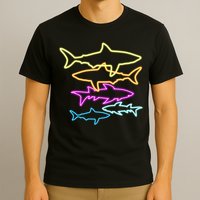 Neon Colorful Sharks  T-Shirt