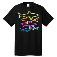 Neon Colorful Sharks  Tall T-Shirt