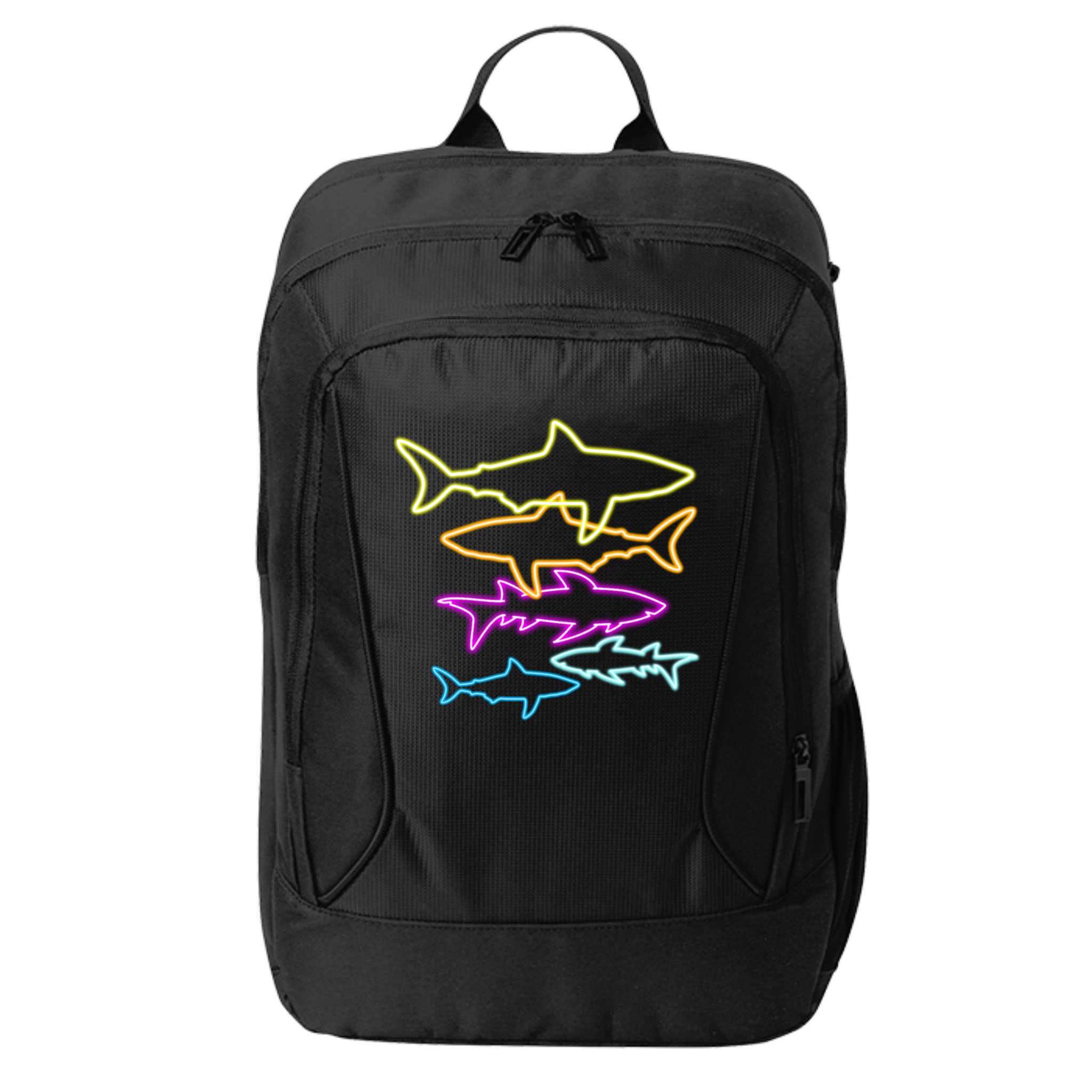 Neon Colorful Sharks  City Backpack