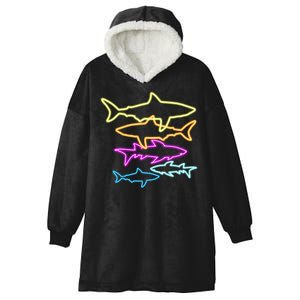 Neon Colorful Sharks  Hooded Wearable Blanket