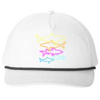 Neon Colorful Sharks  Snapback Five-Panel Rope Hat