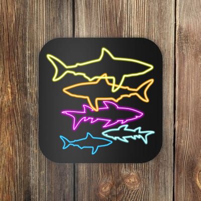 Neon Colorful Sharks  Coaster