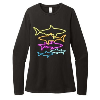 Neon Colorful Sharks  Womens CVC Long Sleeve Shirt