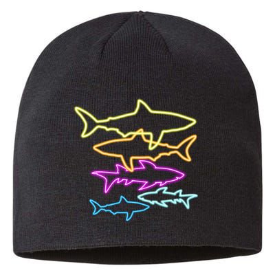 Neon Colorful Sharks  Sustainable Beanie