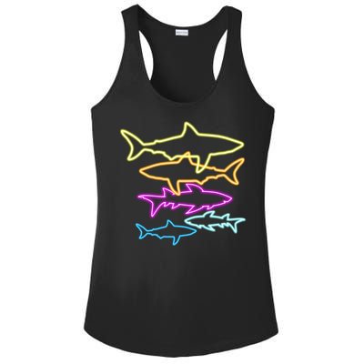 Neon Colorful Sharks  Ladies PosiCharge Competitor Racerback Tank