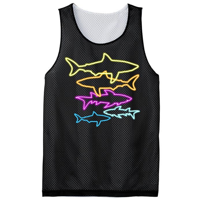 Neon Colorful Sharks  Mesh Reversible Basketball Jersey Tank