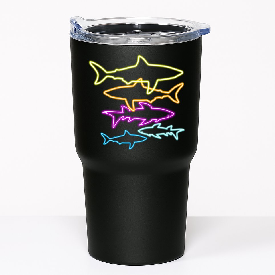 Neon Colorful Sharks  Tumbler
