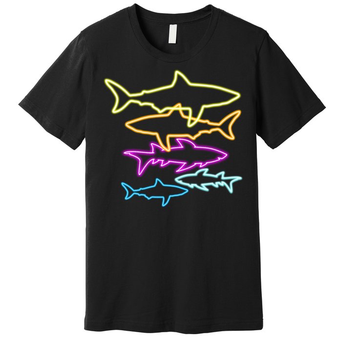 Neon Colorful Sharks  Premium T-Shirt