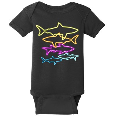 Neon Colorful Sharks  Baby Bodysuit