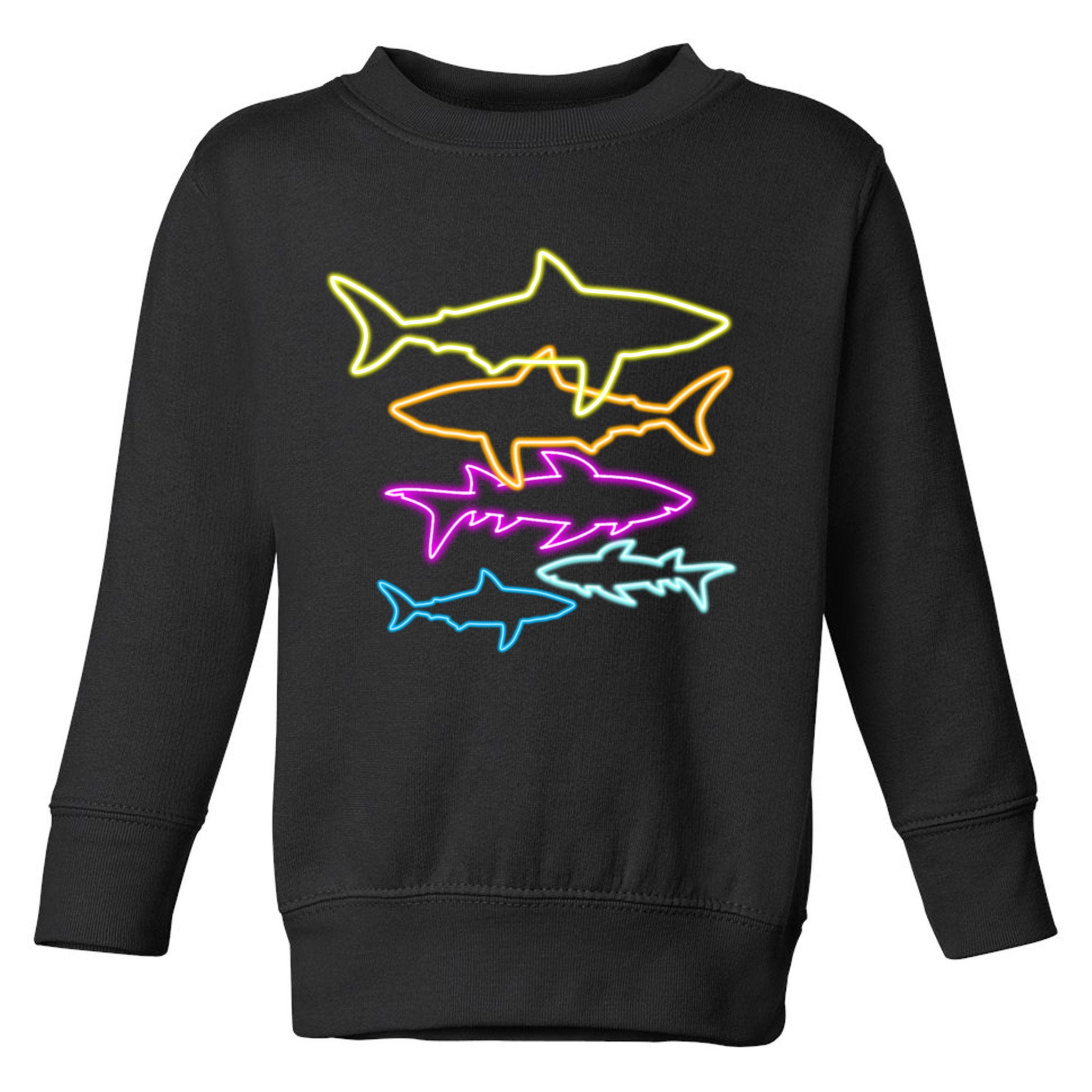 Neon Colorful Sharks  Toddler Sweatshirt